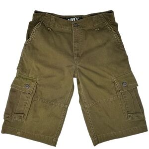 Levi’s Cargo Big Boys Army Green Shorts Flat Front Sz 18 Regular 100% Cotton